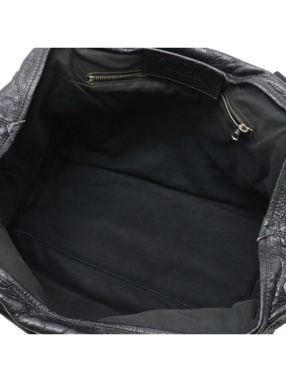 Balenciaga Navy Cabas S Logo Wrinkled Tote Leather Black - Picture 6 of 9